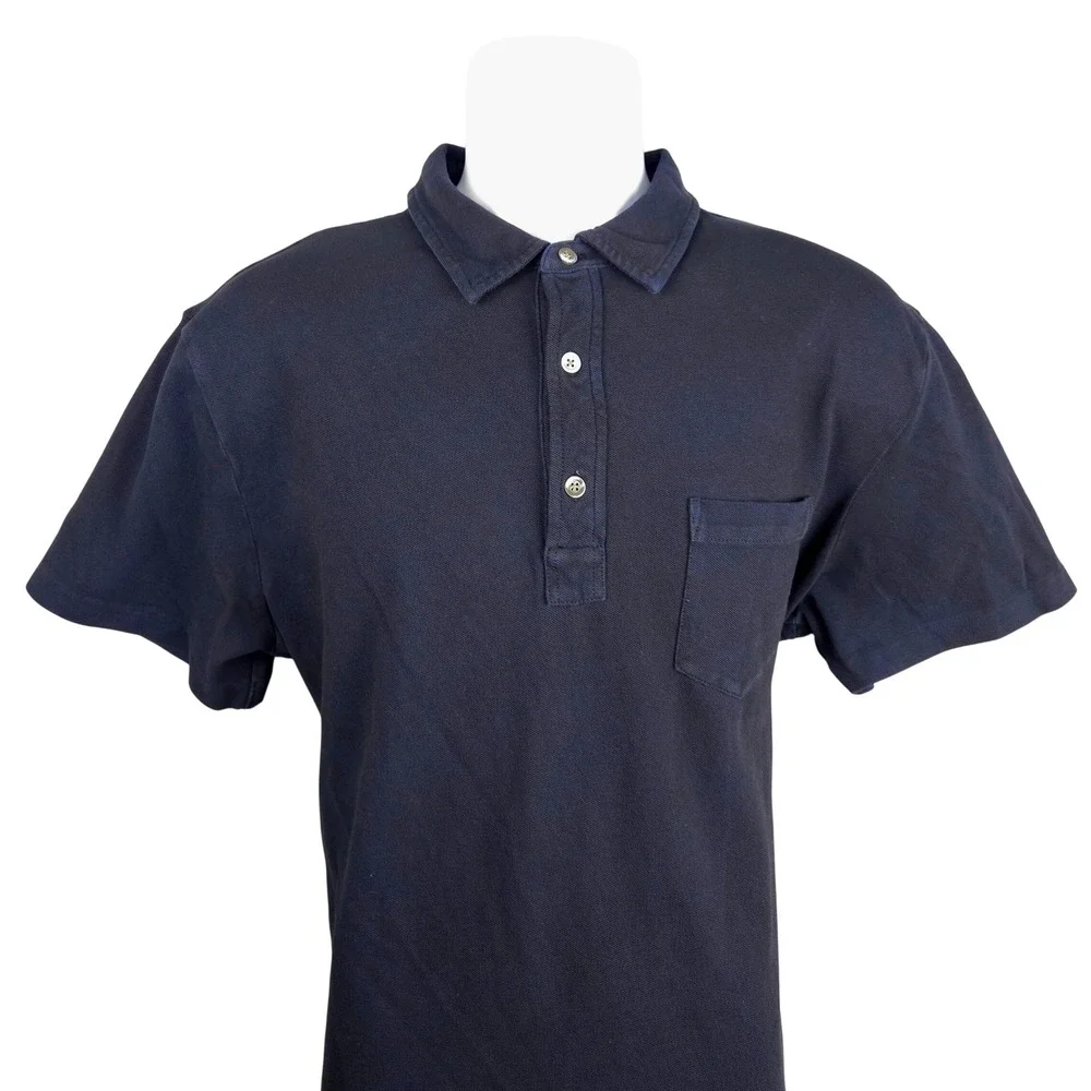 Ralph Lauren Black Label Mens XL Navy Blue Cotton Pique Short Sleeve Polo Shirt